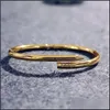 Bangle Moda Gold Gold Black Titanium Steel Unh Nail Bracelet embutado Diamante parafuso Bracelets homens homens amam jóias presentes 16 19264i dh9q5