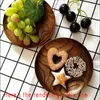 Plates A63I Round Solid Wood Plate Whole Acacia Fruit Dishes Wooden Saucer Cake Dessert Serving Tableware