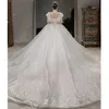 Arabische vintage een lijn trouwjurken kristallen pure parel kanten kralen kogel jurk lovertjes kristallen bruidsjurk Boheemse plus size sweep trein vestido de novia