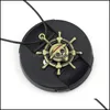 Pendentif Colliers En Cuir Pour Hommes Bijoux Or Gouvernail Collier Drop Delivery Pendentifs Dhvfx