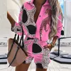 Retails Femmes Tracksuit Fashion Digital Imprimé à deux morceaux Bouton de conception Short Shorts 2023 Vêtements pour femmes tenues de cacaul