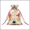 Weihnachtsdekorationen Candy Bag Bronzing Organza Dstring Beutel Geschenk Schmuck Verpackung Taschen Weihnachtsdekoration Verpackung Drop Lieferung H Dhvjc