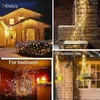 Strings Solar Fairy String Lights Vine Light Copper Wire Outdoor Waterfall LED Curtain Party Garden Christmas Decoration