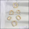 Hoop Huggie Minimalist Geometric Square Crystal Small ￶rh￤ngen f￶r kvinnor Fashion Gold Color Metal Earring Ear Buckle Smycken Drop D Dhqyz