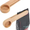 Wood Coffee Scoop With Bag Clip Tablespoon Solid Beech Spoon ZZA3311
