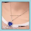 Pendant Necklaces Ocean Heart Necklace Sier Plated Chain Choker Blue Crystal Rhinestone Imitation Bdehome Drop Delivery Jewelry Penda Dhbwt