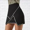 スカート女性セクシーな黒いスカートボタンサマーファッションエラスティックウエストプリーツプリーツスカートドレス大規模ドレスXS-8XL 230131