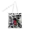 Shopping Bags Feitan Skull Grocery Tote Women Kawaii X Canvas Shopper Shoulder Bag Big Capacity Handbag