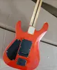 Guitarra eléctrica de 6 cuerdas, naranja, rojo, con pastillas EMG, diapasón de arce Floyd Rose personalizable