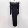 Plus size Dresses Size Evening Gown Dress Women Spring Elegant Slim Feather Neckline Beaded Skirt Lady Floor Length Party 230130