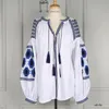 Maglietta da donna YACKALASI Camicette ricamate floreali in cotone da donna nappa manica lanterna allentata Camicetta e camicia casual da donna hippie 230131