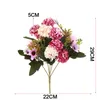 Guirnaldas de flores decorativas Ramo de rosas artificiales Hortensias de seda 5 tenedores 15 Cabeza de flor Falso Manojo Fiesta DIY Boda Suministros para el hogar Alto Qu