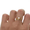 Trouwringen rond ring ring ring ontwerpen eenvoudige gele goud kleur echte opaal sieraden te koop mode