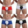 Caleçon homme culotte bouton renflement poche Boxer slip Lingerie Sexy sous-vêtement nœud papillon impression ceinture Shorts maillots de bain