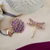 Brooches Purple Lilac Dragonfly Enamel Pin Spring Scarf Brooch Bag Clothes Lapel Elegant Flower Jewelry Gift For Wife Lover
