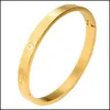 Bangle Fashion Designer Jewelry Women Armband med Crystal Mens Gold Armband Rostfritt stål 18K Kärlek ingen skruv Braccia2135 Drop de Dhrxn
