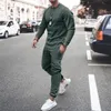 MEN MAWN TRACHSUITS Autumn Men Tracksuit Disual Solid Sports مجموعة Tshirt ذات الأكمام الطويلة 2 قطع Setspants العلامة التجارية للعلامة التجارية اللياقة البدنية 230130