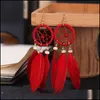 Dangle Lustre Creative Dream Catcher Longue Boucles D'oreilles En Plumes Pour Les Femmes Gland Boucle D'oreille Ethnique Indien Bijoux Drop Delivery Dhybi