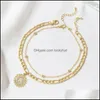 Anklets 14k Guldpl￤terad ankelarmband f￶r kvinnor Dainty Layered Chain Initial Anklet Summer Jewelry Gifts 46 E3 Drop Delivery Dhjy2