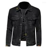 Herenjacks hoogwaardige motorrijders denim jas motorfiets jas mannen casual zwarte katoenen jeans lente herfst revers reve