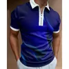 Men's Polos Luxury Mens Clothes Polo Shirts Casual Golf Wear North Laser Print Short Sleeve Tee Shirt Men Turn-Down Collar Zipper Polos Tops 230130