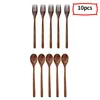 Dinnerware Sets Natural Wooden Spoon And Fork Set Kitchen Cutlery Salad(Set Of 10)
