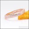 Pierścienie klastra 925 Sterling Sier Pan Ring Rose Gold CE inspiracji z Crystal CZ dla kobiet przyjęcia weselnego biżuteria 1 751 Q2 Dhbia