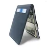 Storage Boxes Fashion Solid Men's Thin Bifold Money Clip Leather Wallet With A Metal Clamp Female ID Purse Cash Holder