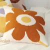 Almohada de estilo nórdico de felpa de terciopelo amarillo, funda de almohada con borlas bordadas en la cintura, decoración para sala de estar y sofá