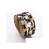 Charm Bracelets Fashion Jewelry Pu Leather Bracelet Mtilayer Wrapped Leopard Horsehair Bangle Drop Delivery Dhzms