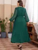 Plus Size Kleider Größe Party Damen Sommer V-Ausschnitt Spitze Mesh Durchsichtig Langarm Chiffon Plissee Hohe Taille Maxi 230130