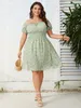 Vestidos de talla grande talla 4XL vestido con estampado Floral para mujer con hombros descubiertos informal elegante Midi verde verano otoño ropa suelta 230130