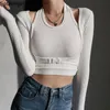 Женская футболка Slim Fit Fit Fit Fit Fit Fit Solid Stylish S3XL Simple Chic Halter Faketwo Pies