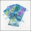 Ювелирные мешки мешки кораллины органза Destring упаковочные мешочки для вечеринки конфеты свадебные подарки дизайн подарка с позолочкой 1 dhu3o