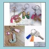 Keychains Lanyards Colorf Tassels Keychain 150Pcs Bk Leather Tassel Pendant Key Rings With Chain For Diy Jewelry Making Acrylic Ke Dhrb9