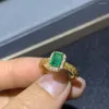 Cluster Rings Sale Style Natural Green Emerald Ring For Women Sieraden Gem Real 925 Silver Good Coior Girl Birthday Gift