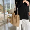 Evening Bags Retro Corduroy Pleated Shopping Shoulder Bag For Women 2023 Ladies Cotton Cloth Bucket Trendy Magnetic Handbags