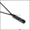 Pendant Necklaces I Love You Stainless Steel Wishing Column Necklace Black Pillar Couple Accessories Women Men Bdehome Drop Delivery Dhaxs