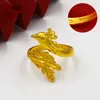 Cluster Anneaux Haute Qualité 999 Or Pur Couleur Phoenix Dragon Coupon Anneau Pour Amoureux Hommes Femmes Couple De Mariage Doigt Fine Jewelry