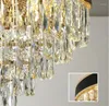 Lustres lustre en cristal de luxe salon salle à manger chambre moderne noir or mode rond