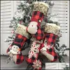 Décorations de Noël Plaid Stocking Sac cadeau Laine Arbre de Noël Ornement Chaussettes Santa Candy Cadeaux Sacs Home Party Wy1407 Drop Livraison G Dhuwr