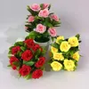 Decorative Flowers 1Set Artificial Flower Rose Plant Potted Bonsai Living Room Office Garden Decor