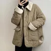 Trench da donna 2023 Giacca invernale da donna in cotone con risvolto Cappotto caldo in lana di agnello sottile