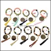 Key Rings Kimter Leopard Wood Beads Armband Ring med Tassel Circle Fashion Elastic Keychains For Lady Handbag Pendant Jewelry 2184 Dhyrn