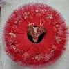 Stage Wear 2023 Professional Ballet Skirt Tutu Red And Black Pancake Swan Lake Children's Paquita Costume