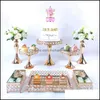 Andere bakware goud 39pcs elektroplate bruidstaartstandaard set cupcake display dessert verjaardagsfeestje bord rack drop levering home g otgfq