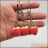 Sleutelringen Creative Medium 2.5cm Stberry Keychain hanger oorbellen Hangers Sieraden Accessoires Geschenk 1957 T2 Drop Delivery DHCOA