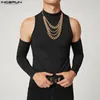 Męskie koszulki Inderun Men T Shirt Solidny kolor Turtleeck długi rękaw OFF Rame Casual Camisetas Hollow Out Streetwear Sexy Crop Tops 230130