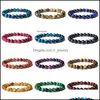 Brins de perles de haute qualité en pierre naturelle Lapis Tiger Eye Bracelets de perles pour femmes hommes mode énergie Bracelet bijoux élastiques Otpug