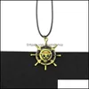 Pendentif Colliers En Cuir Pour Hommes Bijoux Or Gouvernail Collier Drop Delivery Pendentifs Dhvfx